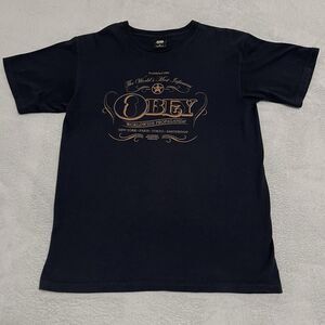 OBEY T Shirt Mens Medium Blue Worldwide Classic Dissent Propaganda Graphic Print